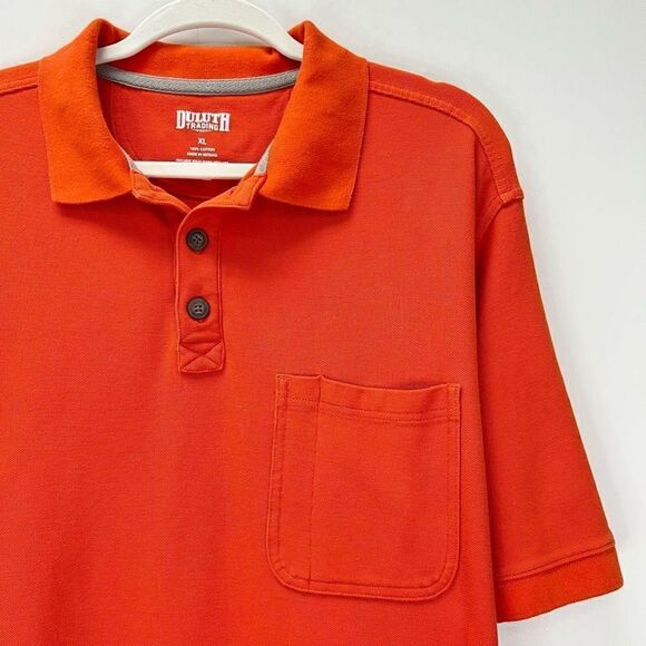 Duluth Trading Co. Polo Shirt Mens XL Orange Short Sleeve Outdoors Pocket Work - Picture 1 of 14